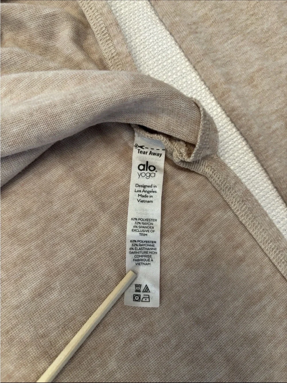 Alo Yoga Glimpse Women's S Beige Long Sleeve Side Slit Crew Neck Sweatshirt Top